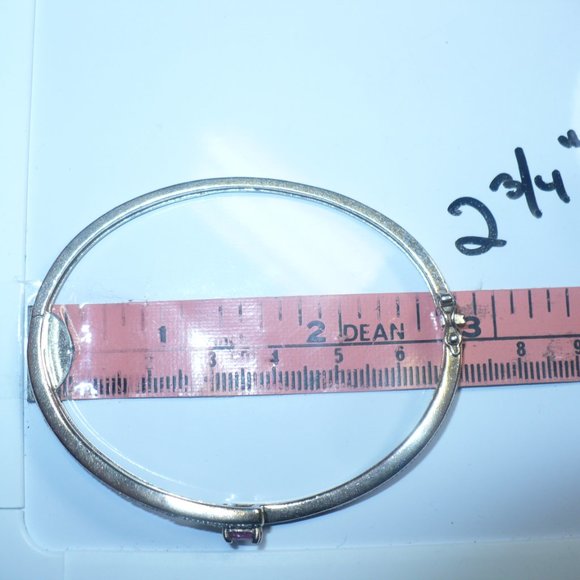 925 R China gold vermeil Sterling Silver Genuine Ruby hinged Bangle Bracelet - Picture 4 of 9